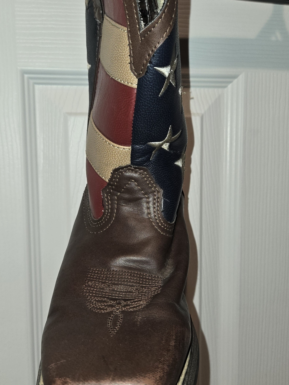 Kids Americana Flag Western Boots in Brown/Red/Blue